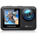 WOLFANG GA420 Dual Screen Action Camera 4K 60FPS 24MP Touchscreen Underwater Camera, 10M Body Waterproof/40M Waterproof Helmet Bike Camera with EIS, Remote Control, 2x1350mAh Batteries, Accessory Kit - 1