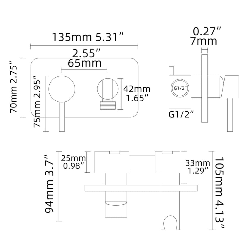 Tecmolog Bidet portable pour WC Acciaio Inossidabile Ensemble de vaporisateur à main chaude et froide Doré brossé WS024J2F2 - 5