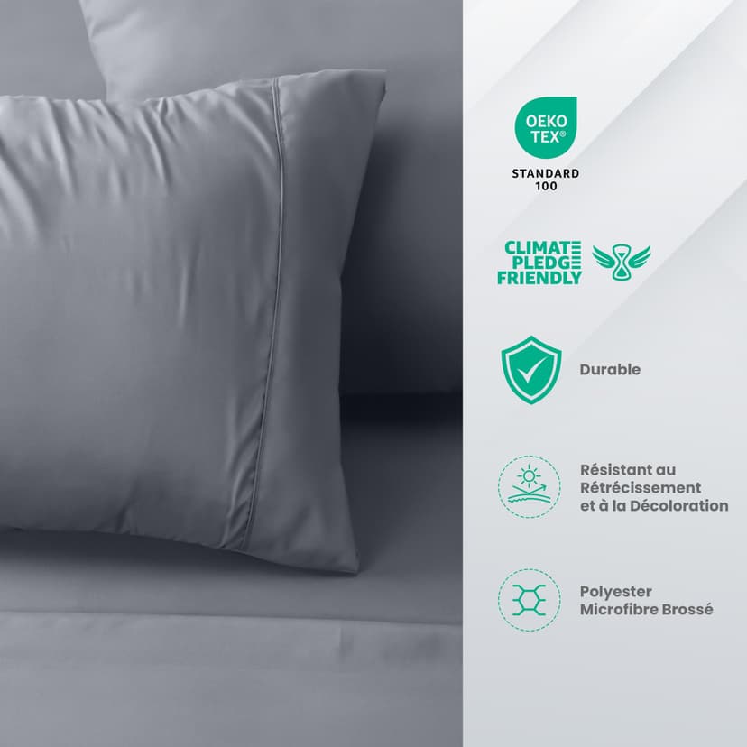 Utopia Bedding Bed Sheet Set King, Grey, 4 Piece – Fitted Sheet, Flat Sheet with 2 Pillow Cases 50x75 – Wrinkle, Shrinkage & Fade Resistant – Oeko-Tex Certified, Polyester Microfiber Fabric - 4