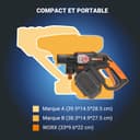 WORX Nettoyeur Haute Pression sans Fil Brushless 20V Hydroshot WG633E.9, Outil Mobile, Puise l'eau n'importe où, Tuyau 6m, Lance Longue, buse à Jets Multiples, Livré sans Batterie ni Chargeur - 6