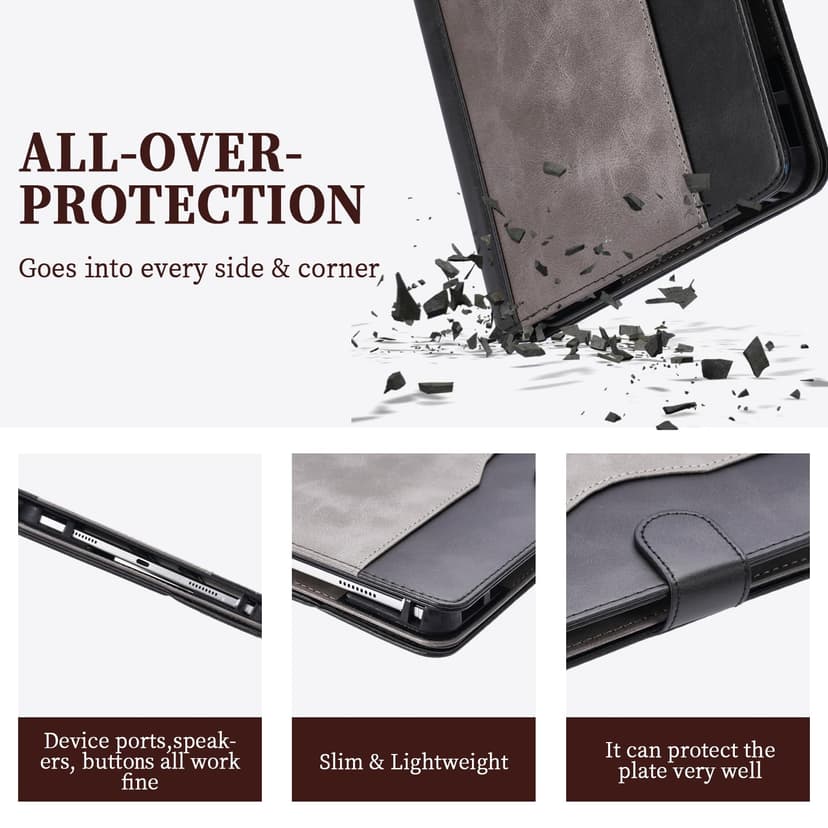 Coque Compatible pour Danew Dslide 115 10.1-Pouces Tablette Coque Etui Case Rotation à 360 degrés Angles de Vue Multiples Socle en Cuir PU Folio Cover Noir - 6