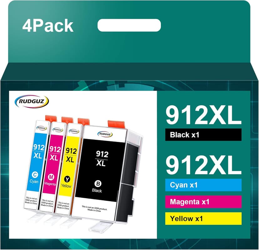 912 Printer Cartridges 912 XL Compatible with HP 912 Printer Cartridges 912XL Multipack for HP OfficeJet Pro 8022 Cartridges 8020 8023 8024 8025 OfficeJet 8010 8012 8014 (Black Cyan Magenta Yellow - 1
