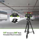 Huepar Lightweight 172cm Adjustable Laser Level Tripod with 3-Way Swivel Pan Head, Portable Handle, Bubble Level, Quick Release Plate with 1/4" Screw Mount & 5/8" UNF Adapter Nut - Camera Tripod T16A - 9