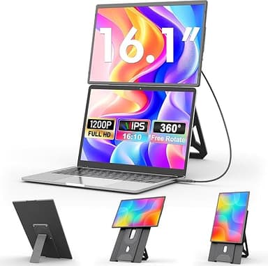 domyfan Ecran Portable 16,1" FHD 1200P, Double écran avec…