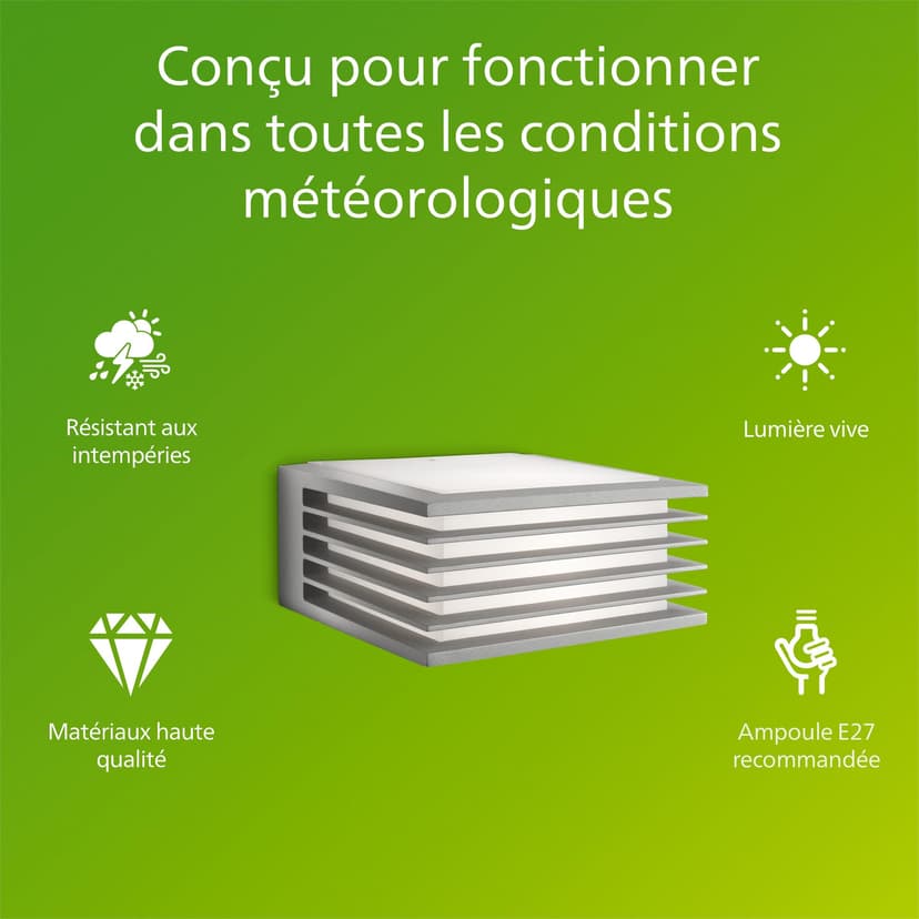 Philips myGarden Applique d'extérieur Shades, max. 15W, sans ampoule, E27, IP44 résistant aux intempéries, gris - 3