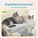 Hey-brother Arbre à Chat, Tour de Jeux Multiniveaux 144cm pour Maine Coon, avec 3 Grandes grottes, Plateformes spacieuses, Niche Confortable et Balle Peluche Suspendue, Gris Clair MPJ083W - 3