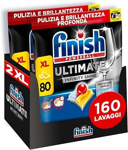 Finish Ultimate Infinity Shine Dishwasher Tablets Lemon, Unbeatable Against Tough Stains, 160 Capsules