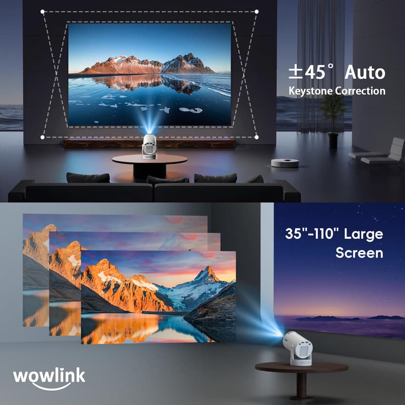 Mini Projector with WiFi 6 and Bluetooth 5.4 Support 4K 1080P Auto Keystone 180° Rotatable Projector Portable Compatibile with HDMI/TV Stick/Memory Stick - 6