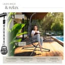 tectake® Luxurious Egg Chair with Stand, Thick Cushions, Polyrattan Weave, Rotatable & Height-Adjustable, Steel Frame, Incl. Protective Cover - Ideal Hammock Chair for Garden, Patio & Balcony - Grey - 4