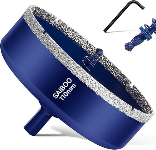 Diamond Hole Saw 110 mm with Centre Drill Hard Brazed Diamond Core Hole Drill Tile Drill Glass Drill for Tiles, Porcelain, Ceramic, Quartzite, Marble, Limestone