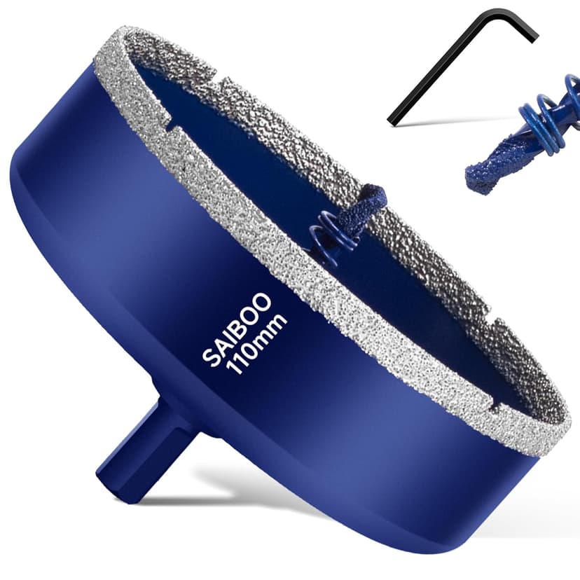 Diamond Hole Saw 110 mm with Centre Drill Hard Brazed Diamond Core Hole Drill Tile Drill Glass Drill for Tiles, Porcelain, Ceramic, Quartzite, Marble, Limestone - 1