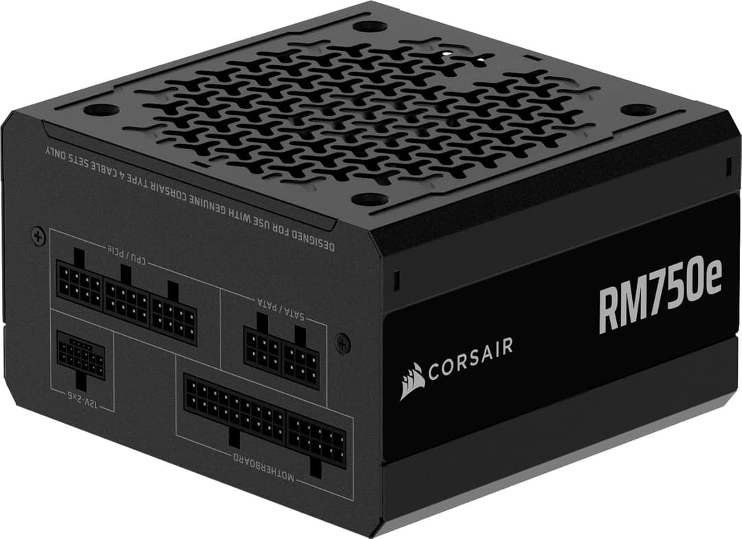 CORSAIR RM750e (2025) Fully Modular ATX Power Supply with Low Noise and 12V-2x6 Cable - ATX 3.1 & PCIe 5.1, Cybenetics Gold Efficiency, 105°C Capacitors, Modern Standby Mode - Black