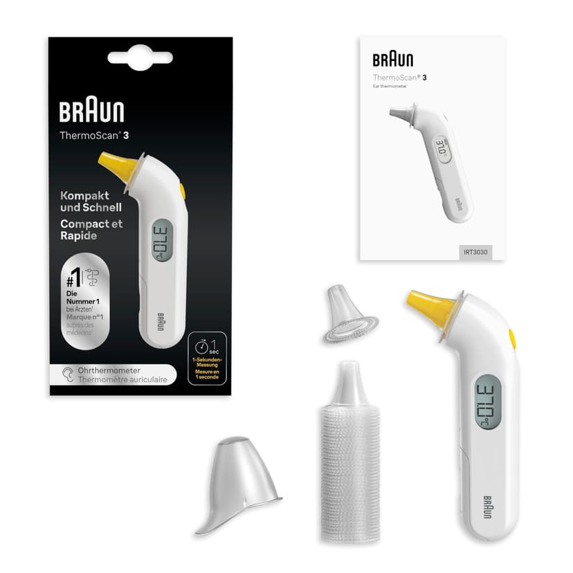 Ear thermometer Braun ThermoScan 3 (professional precision; acoustic fever indicator; safe, hygienic, for the whole family; newborn) IRT3030 White - 6