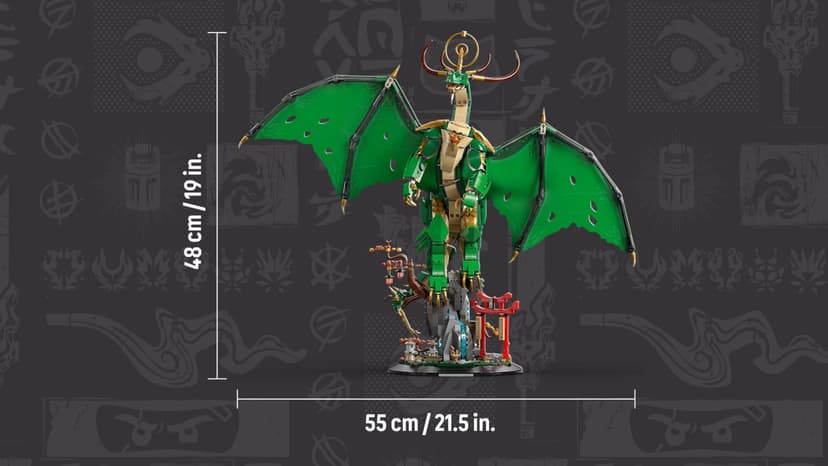 LEGO Ninjago Le Dragon Gardien - Maquette de Figurine de Dragon Articulée - Minifigurine de Maître WU & Présentoir Pittoresque Imitation Roche - Cadeau pour Garçon dès 14 Ans 71847 - 9