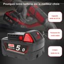 Waitley M18B5 18V 5.0Ah Compatible with Milwaukee M18 48-11-1850 48-11-1852 48-11-1820 48-11-1828 48-11-1830 Cordless Power Tools - 5