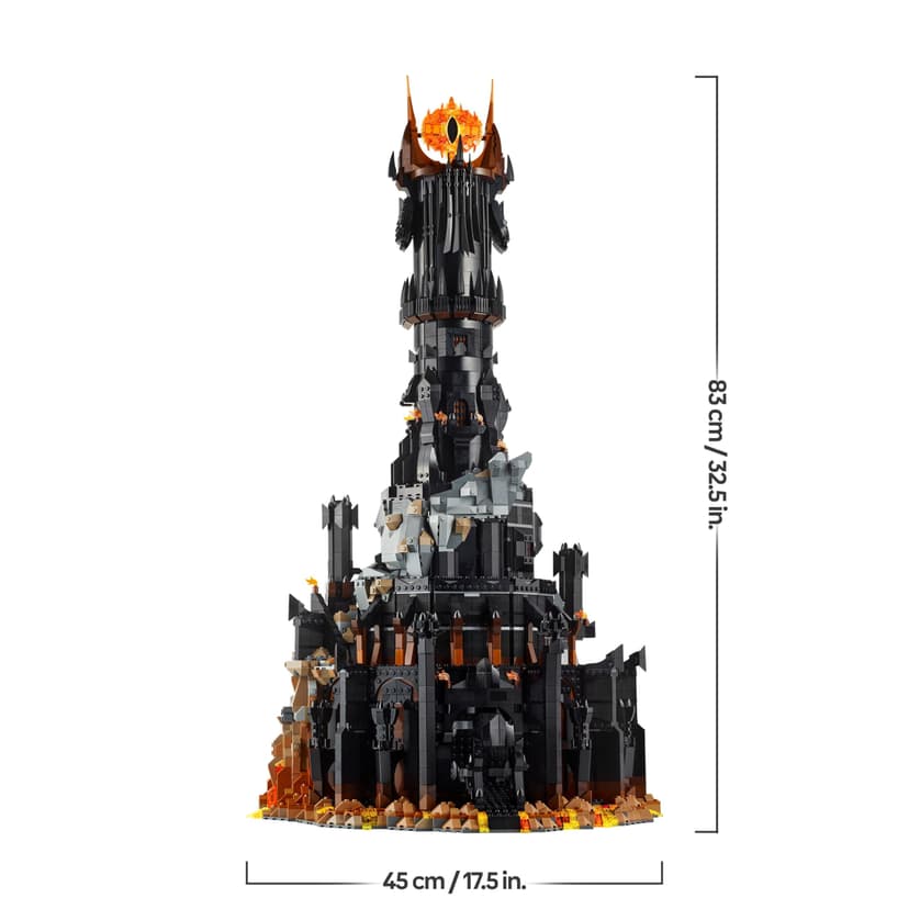 LEGO Icons Le Seigneur des Anneaux : Barad-dûr - Set de Construction de la forteresse - Idée de Cadeau pour Adultes - Minifigurines de Sauron, Frodon, Sam, Gollum, Gothmog et des Orcs 10333 - 9