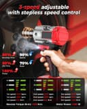 XIAZIR Cordless Impact Wrench 1200 Nm, 1/2 inch Impact Gun, 21V 4.0Ah×2 Batteries & Fast Charger, 3-Speed Control with LED Light, Includes 5 Sockets + Extension Bar + Carry Case - 2