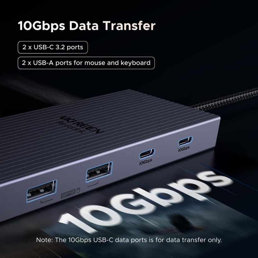 UGREEN Laptop Docking Station Triple Display (2x HDMI +DP), 12-in-1, 100W PD, 2×10Gbps USB-C, 2x USB-A, 170MB/s SD/TF, Ethernet, Audio, 4K@120Hz Max DisplayPort, 40cm Cable, Aluminum Dock for Dell, HP - 5
