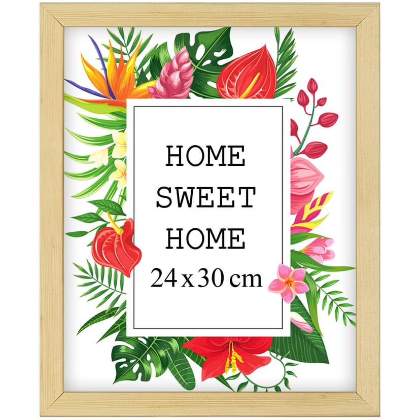 MG Design Cadre photo en bois 24 x 30 cm Naturel – plexiglas transparent, à suspendre vertical et horizontal – pour photos, posters et puzzles - 1