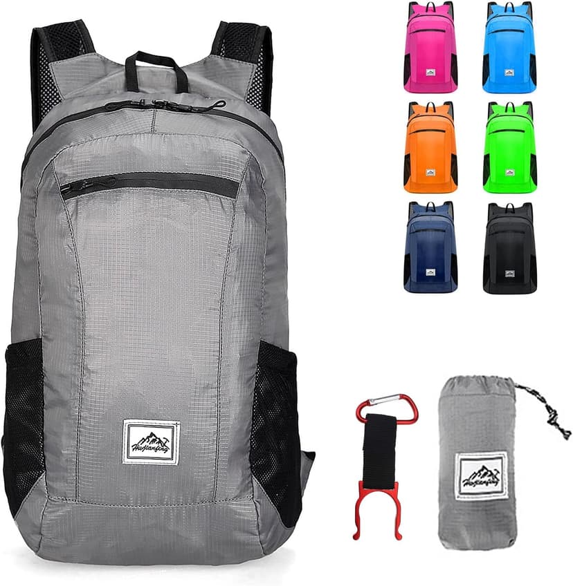 Lywencom Sac à dos de randonnée, sac à dos pliable ultra-léger 20L imperméable pour le rangement des sports, pour le cyclisme de plein air, le camping et les pique-niques (Gris) - 1