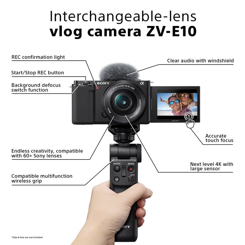 Sony ZV-E10 Mirrorless Vlog Camera (APS‑C Sensor, 4K Video, Flip Screen, Real-Time Eye AF, Ideal for Content Creators) - 2