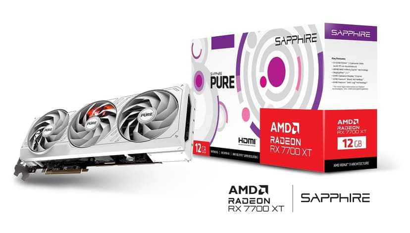 SAPPHIRE PURE AMD RADEON™ RX 7700 XT GAMING OC 12GB GDDR6 DUAL HDMI/DUAL DP LITE - 3