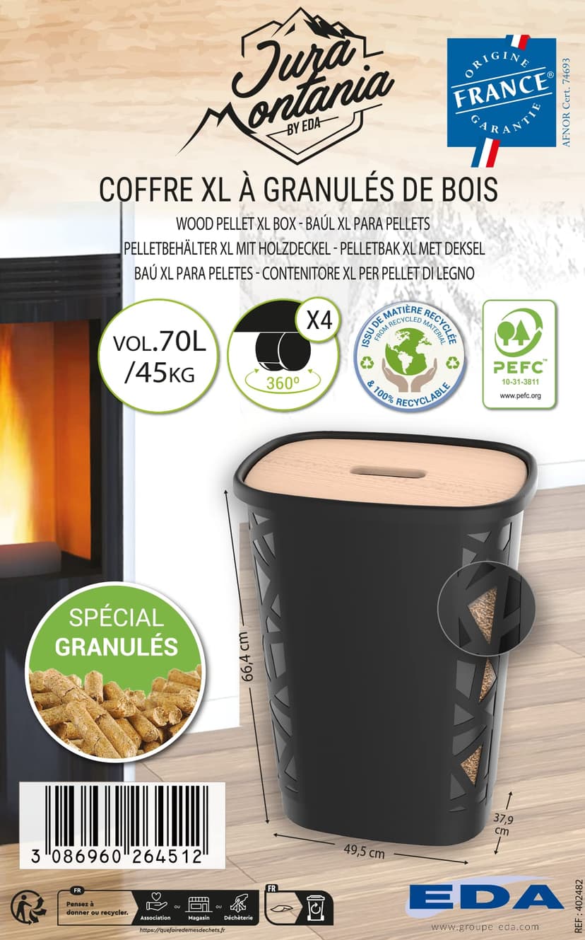 EDA Wood Pellet Box XL Black 45 kg - 7