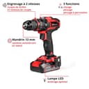 Einhell Perceuse-visseuse à percussion sans fil TE-CD 18/44 Li-i (1 x 2,5 Ah) Power X-Change (18 V, 44 Nm, perçage à percussion, mandrin métallique 13 mm, 2 vitesses, avec batterie 2,5 Ah et chargeur) - 3