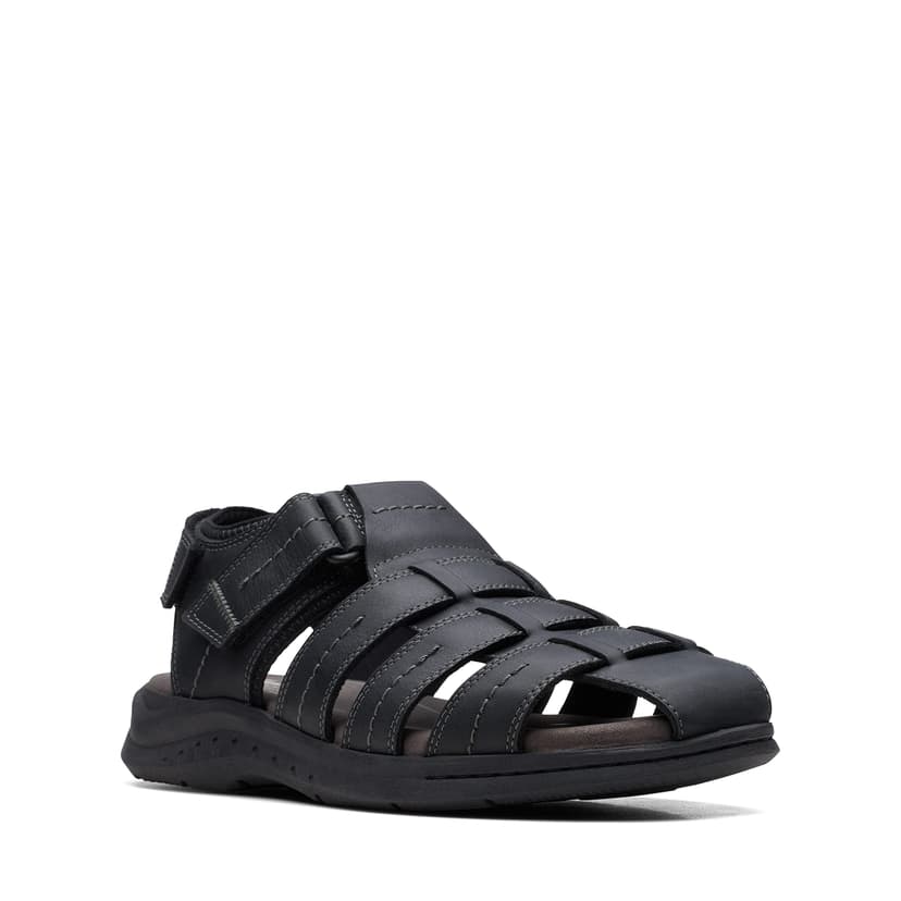 Clarks Mens Walkford Fish, Black Tumbled Leather, 10 Wide - 3