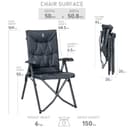 EVER ADVANCED Luxury Camping Chairs 2 Set for Adults Heavy Duty High Back Oversized Folding Garden Chair Comfy Padded 6cm Loadable 150kg Cam Adjustable Dining Chairs 4-Position Recliner Chair Black - 6