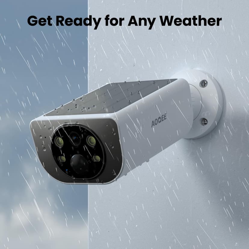 AOQEE Security Camera Outdoor Wireless Solar - 2K CCTV Camera Systems, Battery Operated Home/House Security, PIR Detection, IP65, Colour Night Vision, TF card/Cloud Storage, S1 - 6