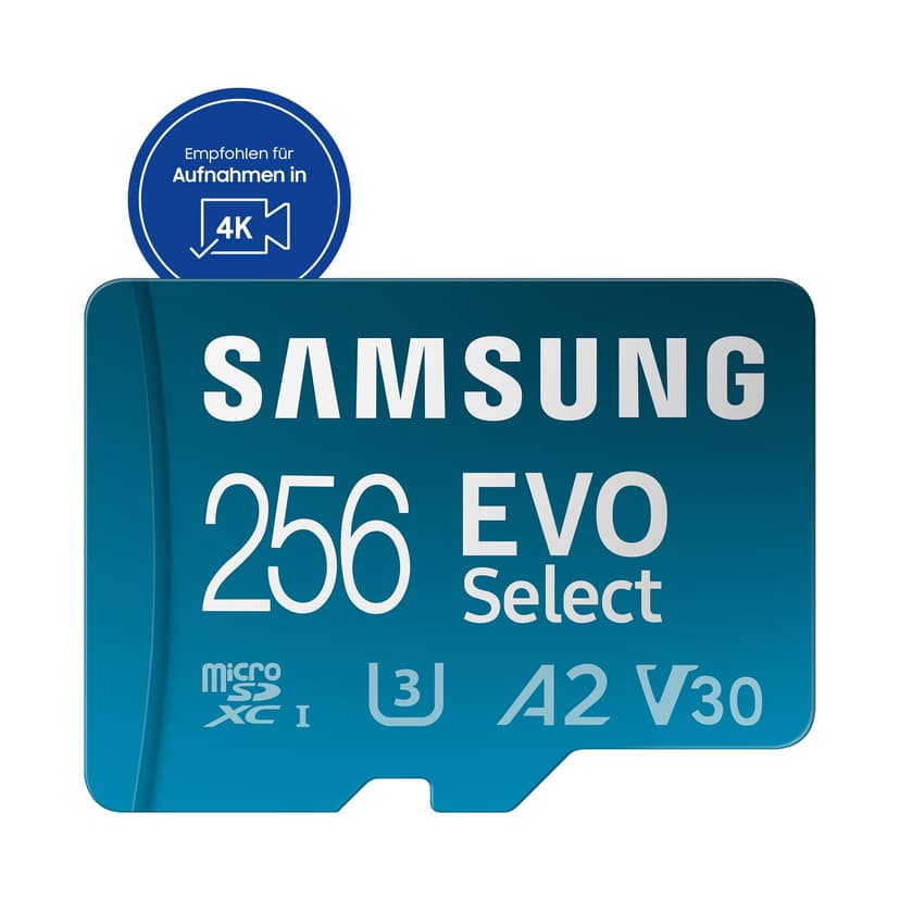 Samsung EVO Select (2024) microSD card + SD adapter, 256GB, Memory card for smartphone and tablet, UHS-I U3, 4K UHD, Full HD, 160 MB/s Read, MB-ME256SA/EU - 2