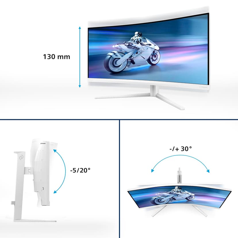 Philips Evnia 34M2C5501A - 34 inch WQHD Curved Gaming Monitor, 180 Hz, 1 ms, FreeSync Premium, Ambiglow (3440x1440, 2x HDMI 2.0, 1x DisplayPort 1.4, USB Hub) white - 5