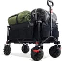 TIMBER RIDGE XXL Chariot de Transport Pliable avec Frein Chariot Plage à roulettes Tout Terrain Roues Amovibles Poignée Réglable Poche Latérale pour Jardin Plage Camping Pique-Nique BBQ Match - 1