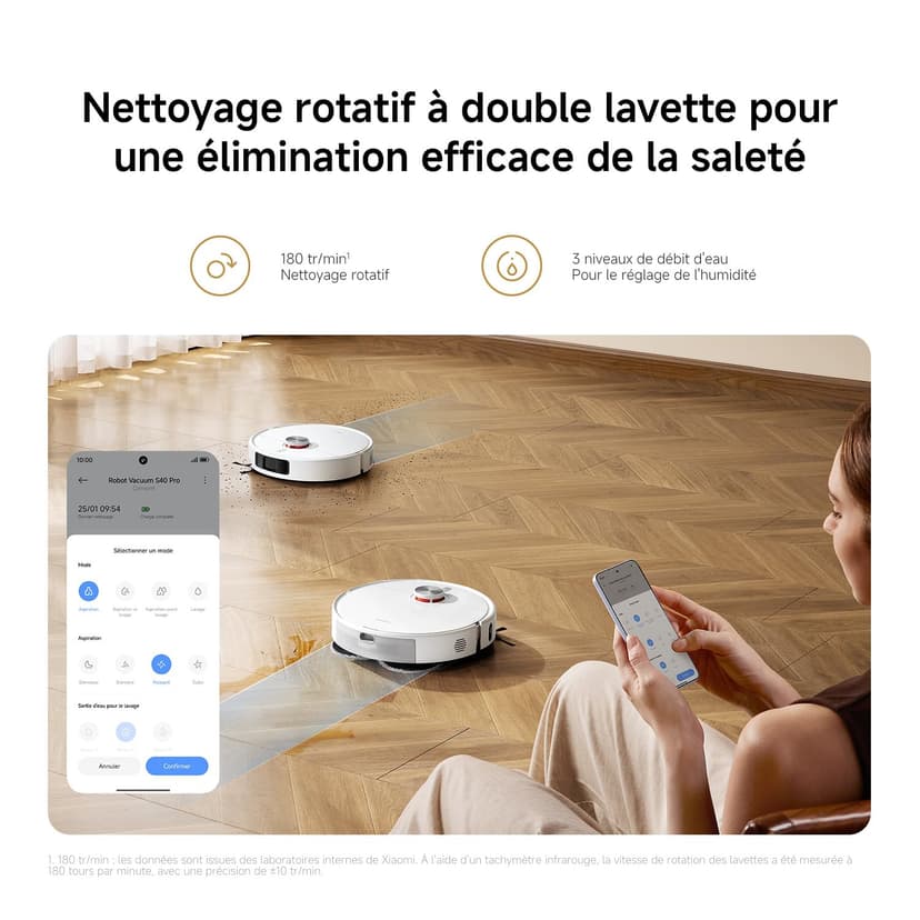 Xiaomi Robot Vacuum S40 Pro, Smart Robotic Vacuum and Mop, Auto-Extending Side Brushes, 15000Pa Suction, Hard Floor & Carpet, Remote Control via App - 5