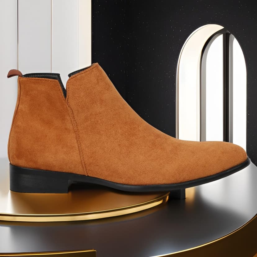 Men’s Suede Slip-On Chelsea Ankle Boots with Soft Lining, Low Heel Smart Dress Boots for Men, Round Toe Lightweight Formal Shoes, Classic Elastic Panel Comfort Footwear for Autumn Winter - 6