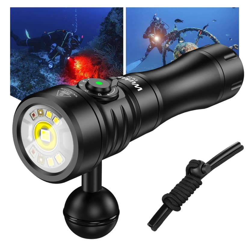 Wurkkos DL08 Underwater Diving Lamp, 3600 Lumens, Range of 274 Metres, Red Light and UV Diving Light, Gradual Dimming, IPX8 CRI 90, for Underwater Photography - 1