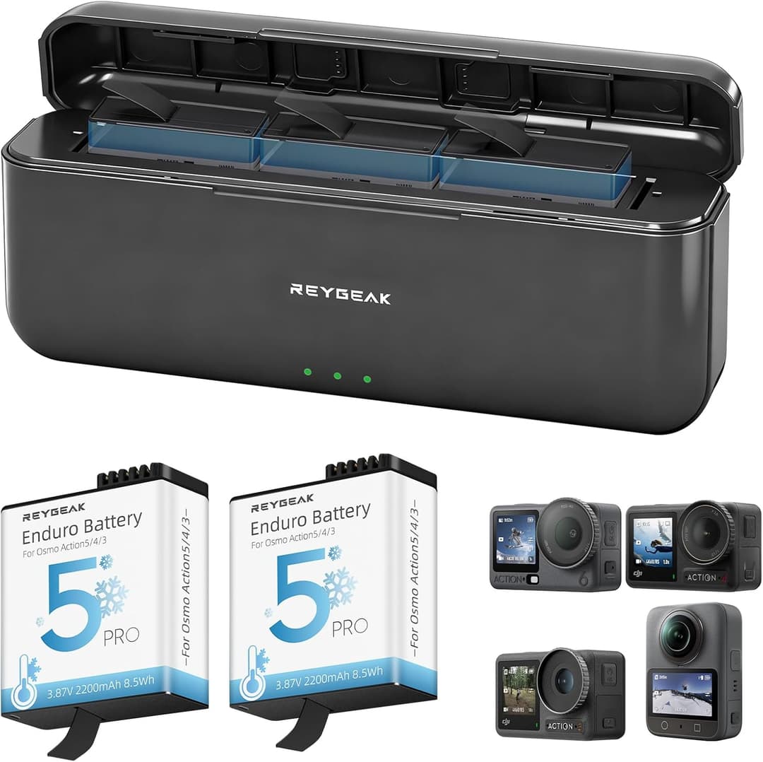 REYGEAK for DJI Action 5 Battery and Charger,2200mAh Repl…