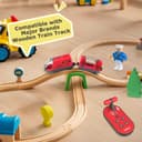 Electric Remote Trains Toy for Wooden Track, Remote Control & Motorized Train with 4 Sound and Light Effects for Kids 3 4 5+ Years Old Boys Girls, Compatible with Thomas,Brio,Chuggington-Red - 5