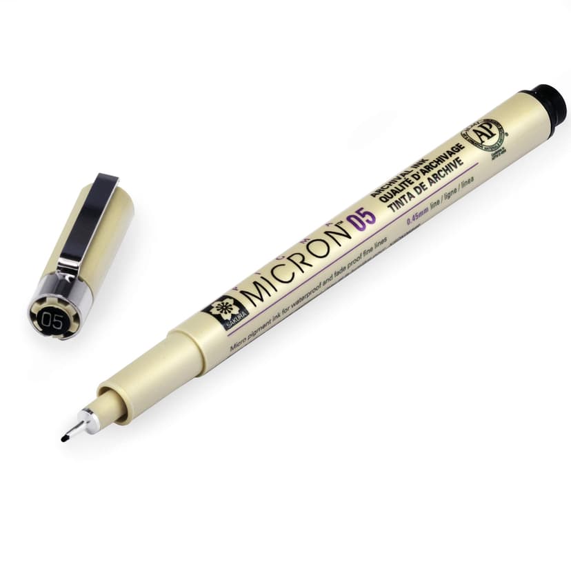 SAKURA Pigma Micron - Fineliner Pigment Pens - 01/03/05/08/Graphic/Brush - Pack of 6 - Black Ink - 2