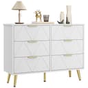 YITAHOME Chest of Drawers Bedroom, Contemporary 6 Drawer, Bedroom Furniture, Wide Chest of Drawers Wood, Bedroom Storage Unit, Sliding Drawers, Office Lounge Furniture Storage Cabinet, White - 1