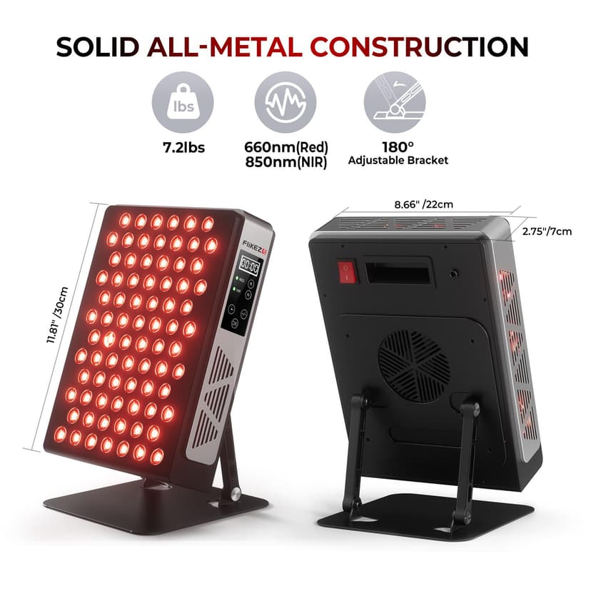FliKEZE Red Light Panel, 78 Lamp Beads, 2 Chips (850nm, 660nm) Infrared Lamp with Timer, 180° Adjustable Stand Performance for Family, Sports - 7
