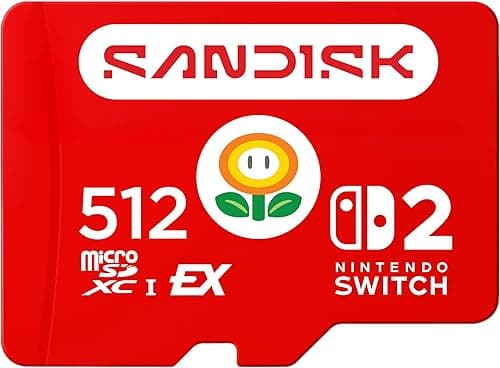 SANDISK Carte microSD Express pour Nintendo Switch 2, 512 Go (Vitesses Jusqu’à 880 Mo/s en Lecture et 650 Mo/s en écriture, Full HD)