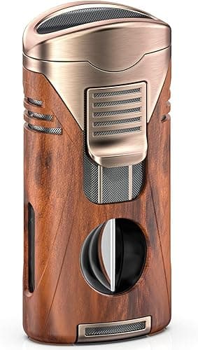 VVAY Briquet à Cigares avec Coupe-Cigares, 4 Jet Flammes …