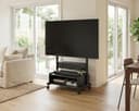 FITUEYES TV Floor Stand on Wheels for 40-85" Screens, Rolling TV Stand Cart with Peg Board, Height Adjustable, Lockable Casters & Storage Cabinet Holds 60kgs, Black, K Series - 8
