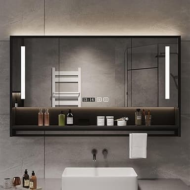 FVTVHEV Bathroom Mirror 3 Doors Bathroom Mirror Cabinet W…