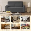 Devoko 2-Sitzer Schlafsofa 160 cm breit, Modernes Sofa mit Schlaffunktion, Ausziehbare Schlafcouch mit Verstellbarer Rückenlehne, Platzsparendes Klappsofa für Wohnzimmer, Grau - 8