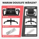 GTPLAYER Gaming Chair, Ergonomic Gaming Chair, Desk Chair with Fabric Surface, Spring Seat Cushion, Connecting Armrests and Footrest, Dark Black - 9