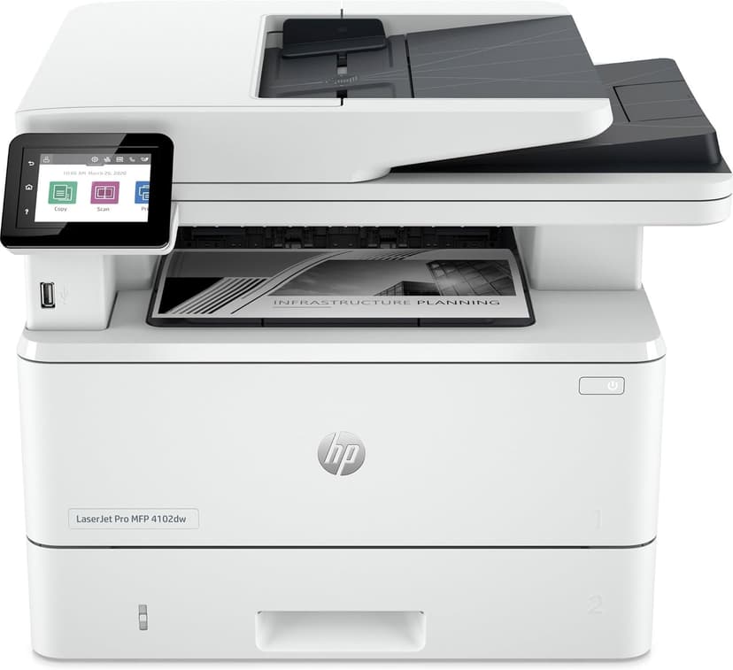 HP Laserjet Pro MFP 4102dw Laser Printer | Black and White | Printer for Small Medium Business | Print, Copy, Scan, ADF | 2-Sided Printing | Dual-Band Wi-Fi, Ethernet - 1