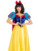 Leg Avenue 3 PC Royal Miss Snow, includes classic velvet and satin long ball gown with braided gold trim and stay up collar, detachable velvet cape, and bow headband - 3